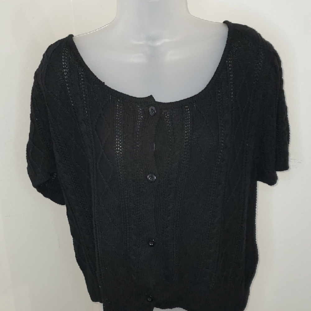 Celebrity Pink Black Open-Knit Sweater